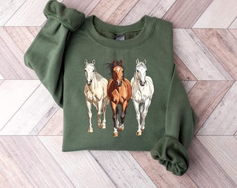 Western Horse Sweatshirt, Horses Crewneck Sweatshirt, Trendy Western Sweatshirt, Horse Sweatshirt, Unique Gift for Her, Gift for Horse Lover