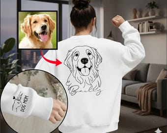 Personalized Pet Photo Hoodie, Custom Pet Portrait Sweatshirt, Dog Mom & Cat Dad Gift, Pet Sketch from Photo Hoodie, Unique Pet Lovers Gift