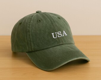 Gorra de béisbol de EE. UU., gorra bordada de EE. UU., sombrero de bandera estadounidense, gorra patriótica, sombrero del 4 de julio, sombrero minimalista de papá de EE. UU., regalo de moda del Día de los Caídos