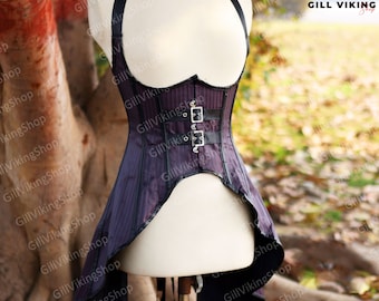 Renaissance Underbust Pirate Corset, Medieval Gothic Cupless Corset, Ren Faire Lace up Pirate Corset, Vintage Unique Halter Neck Womens Vest
