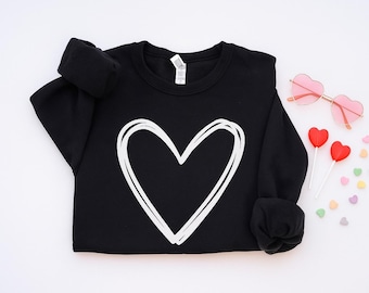 Heart Embossed Valentine Sweatshirt, Heart Love Crewneck Sweatshirt, Valentines Day Sweatshirt, Puff Print Sweater, Gift for Valentine's Day