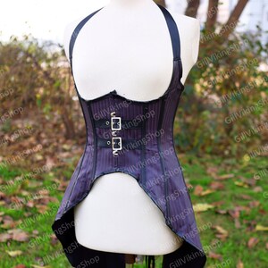 Malard Coffee Brown Striped Pirate Underbust Corset