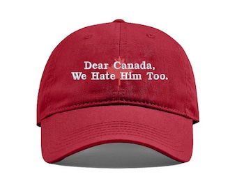 Gorra "Querido Canadá, también lo odiamos", gorra política anti-Trump, gorra bordada de protesta canadiense, regalo "Hagamos que Estados Unidos desaparezca", gorra con mensaje liberal