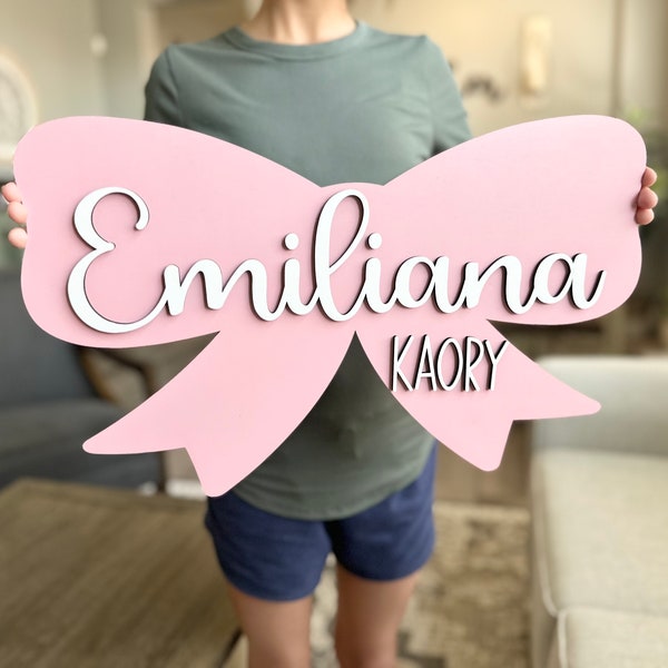 Coquette wood name sign for nursery room decor for girl bedroom name sign for above crib custom wood sign for baby room decor bow name sign