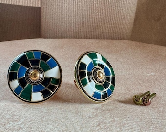 Cloisonné-kastknoppen - geometrisch mozaïekontwerp - gelegeerde hardware