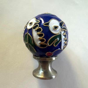 Tiradores de cajón de cloisonné azul con base gris - Pomos para armarios Jingtailan - Decoración única para el hogar