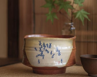 Wabi Sabi Ceramic Matcha Bowl: Oracle Script Tea Ceremony
