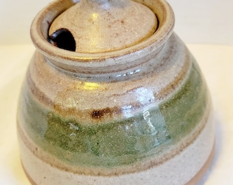 Stoneware sugar bowl boho pottery