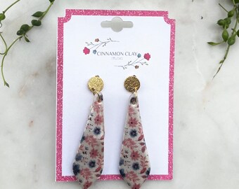 Floral Dangles | Polymer Clay | Lightweight Unique Handmade Jewelry | Statement Earrings