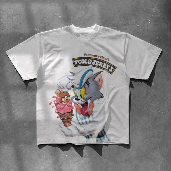 Vintage-Style Tom & Jerry's Ice Cream Parody T-Shirt