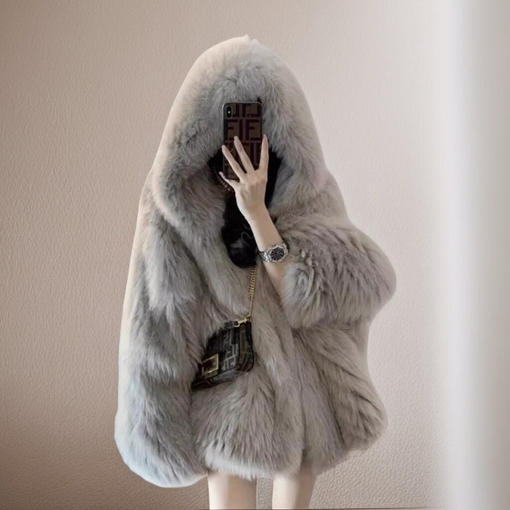 Full length faux shop fur coat womens