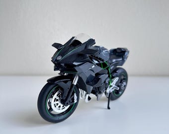 Motocicleta Ninja H2R a escala 1:12, modelo de aleación fundida a presión - Regalo para niños/Colección de coches y motos