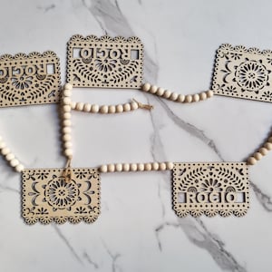 Guirnalda de Papel Picado de Madera Personalizada, Dia De Los Muertos, Día de Muertos, Estandarte, Guirnalda, Ofrenda