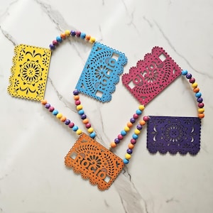 Guirnalda de Papel Picado de Madera Personalizada, Dia De Los Muertos, Día de Muertos, Estandarte, Guirnalda, Ofrenda, Pintado