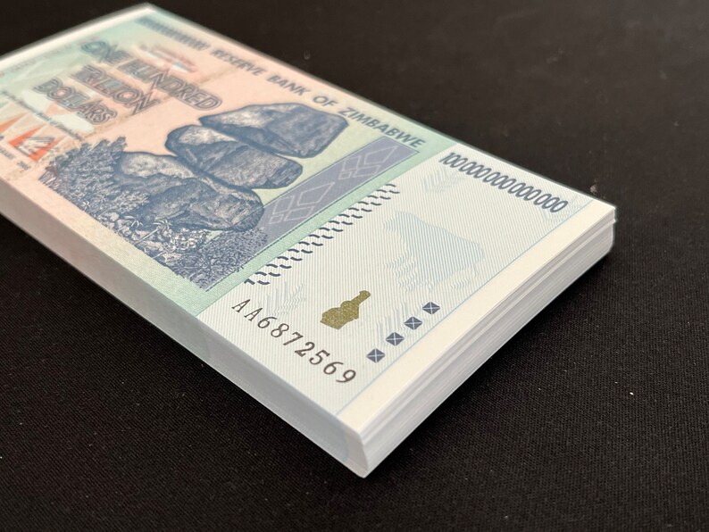 100 Trillion Dollar UNC Zimbabwe x 1PCS Banknote P-91 2008, AA Authentic For Collectors image 3