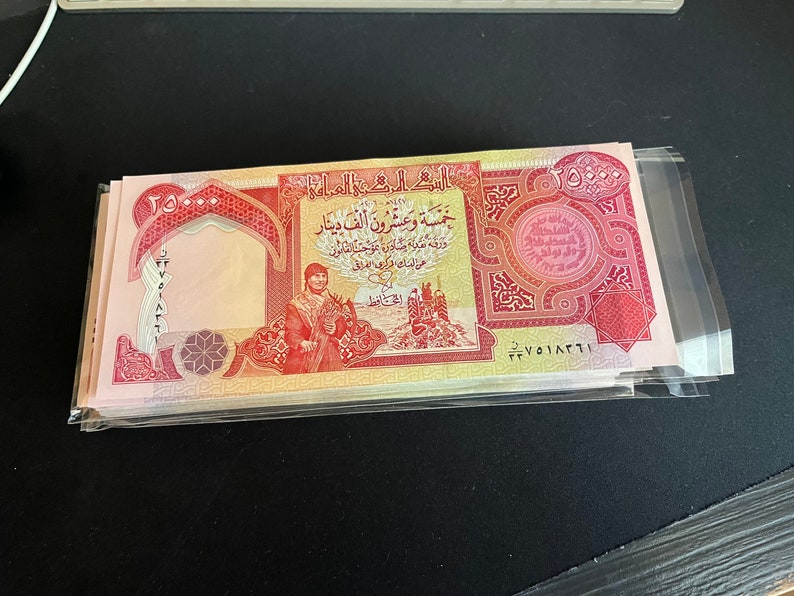 Koop 100.000 Iraakse Dinars IQD 4x25K bankbiljetten verzamelobject NIEUW Uncirculated authentieke Irak-valuta en geld afbeelding 4
