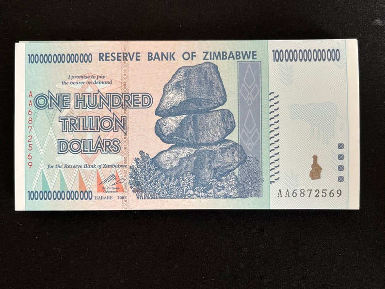 100 Trillion Dollar UNC Zimbabwe x 1PCS Banknote P-91 2008, AA Authentic For Collectors image 5