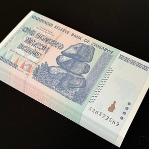 100 Trillion Dollar UNC Zimbabwe x 1PCS Banknote P-91 2008, AA Authentic For Collectors image 7