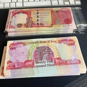 Koop 100.000 Iraakse Dinars IQD 4x25K bankbiljetten verzamelobject NIEUW Uncirculated authentieke Irak-valuta en geld afbeelding 2