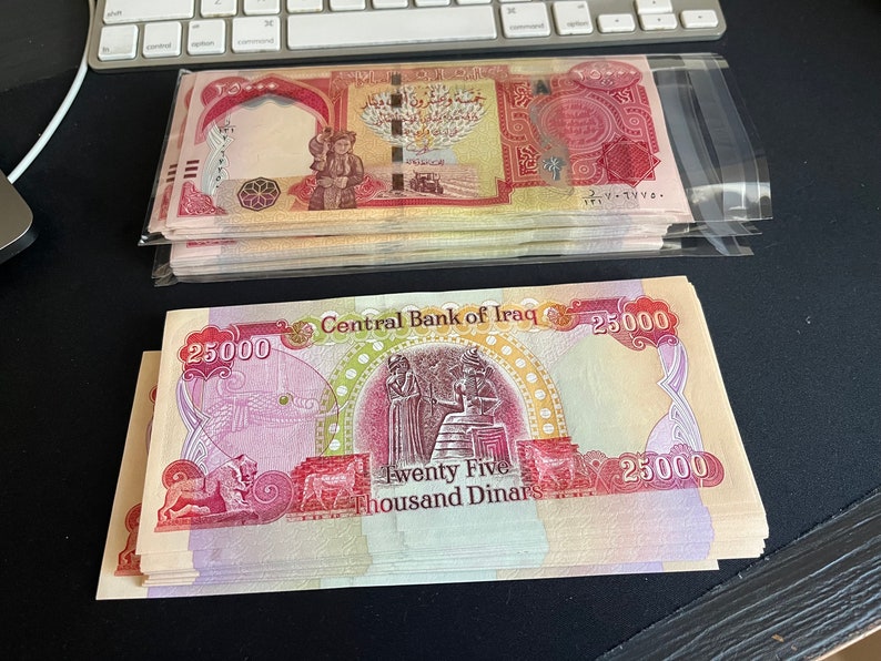 Koop 100.000 Iraakse Dinars IQD 4x25K bankbiljetten verzamelobject NIEUW Uncirculated authentieke Irak-valuta en geld afbeelding 2