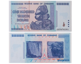 100 Trillion Dollar UNC Zimbabwe  x 1PCS Banknote P-91 (2008, AA) Authentic For Collector’s