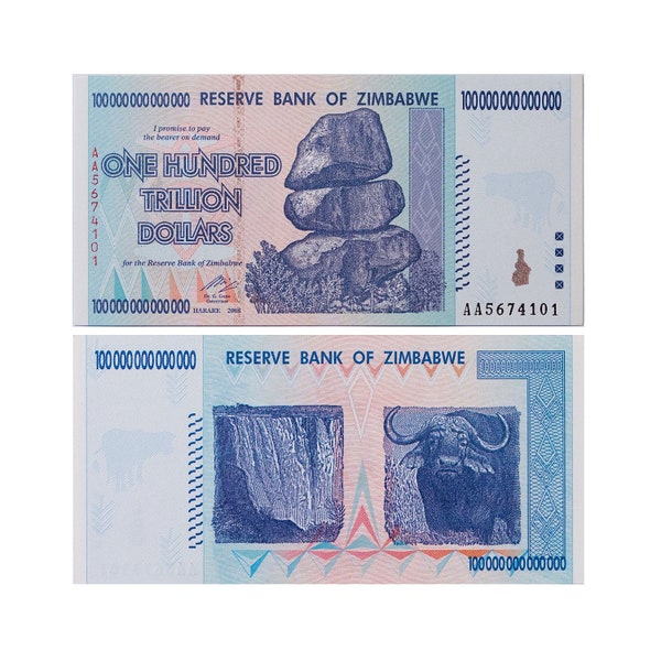 100 Trillion Dollar UNC Zimbabwe  x 1PCS Banknote P-91 (2008, AA) Authentic For Collector’s