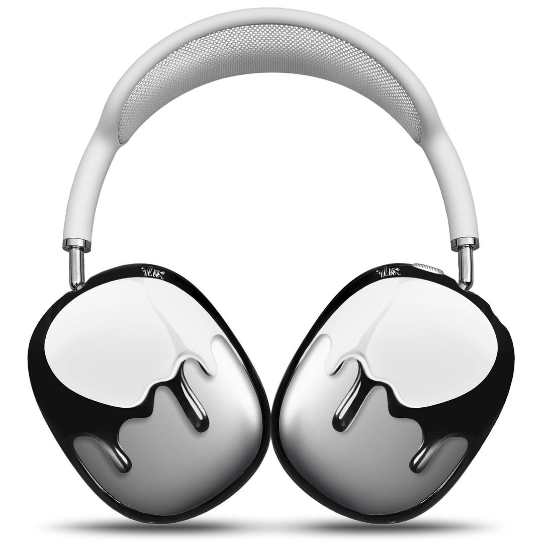 AirPods MAX スペースグレー qlix ケース付き Airpods Max Case for 1 & 2, Silver Drip Frame Snap-on Cover