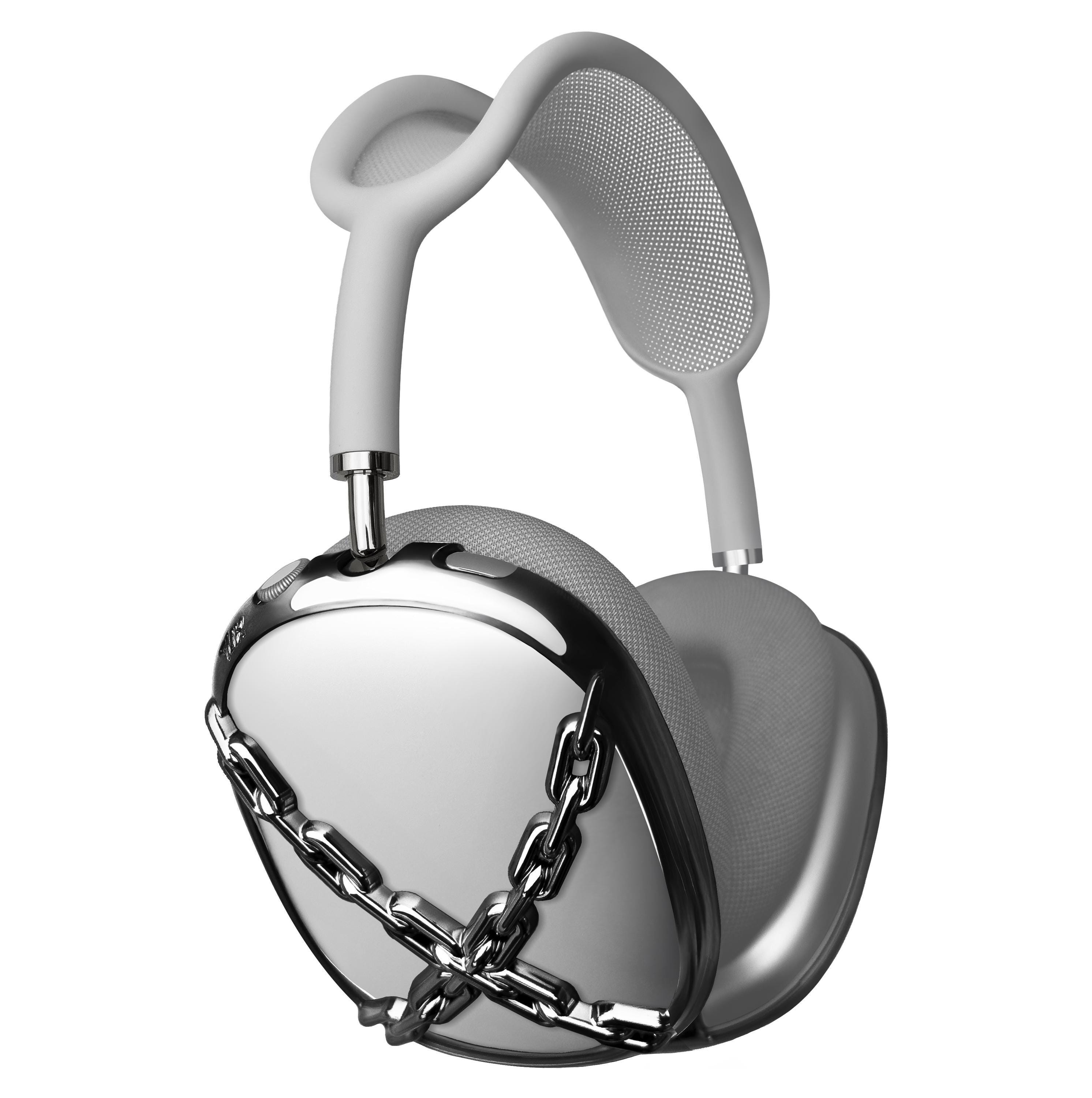 Airpods Max Case for 1 & 2, Silver Chain Frame Cover, Cyberpunk