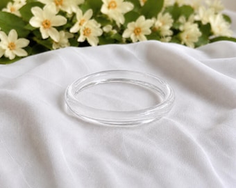 Brazalete de cristal de cuarzo transparente / Claridad - Positividad - Pulsera Kada de piedra curativa de paz / 58 mm de diámetro interior