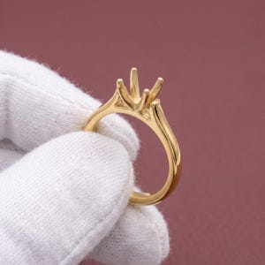4 Prong Solitaire Ring Mounting | 925 Sterling Silver - Gold Vermeil Cathedral Setting | Twisted Band Blank Ring