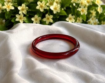Garnet Red Glass Bangle Bracelet | Passion - Strength - Confidence - Positive Energy Kada Bracelet | 58mm Inner Diameter