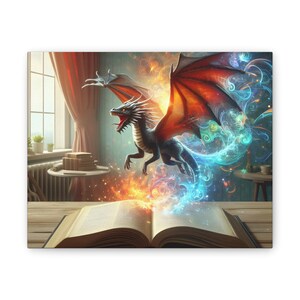 Fantasy Dragon Art Print, Framed Wall Art for Home Decor, Gift for Fantasy Lovers, Magical Artwork, Children&#39;s Room Decor