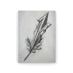 Artistic Spiral Notebook with Feather Design | Perfect Gift for Writers, Students, and Creatives, Journal, Sketchbook, Diary, Planner