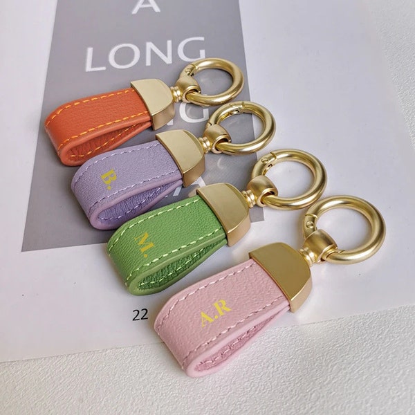 Personalized Leather Keychain With Initials, Custom Keyfob, Monogram Key Holder, Customized Keychain for Woman/Bridesmaids, Birthday Gifts