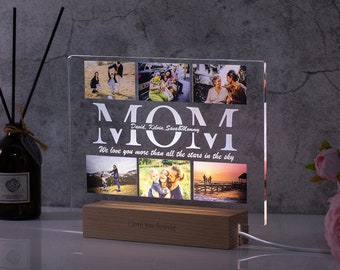 Personalized Custom Photo Text 3D Acrylic Lamp, Customized Bedroom Night Light for Mom Dad Love Family Day Best Friend Wedding Birthday Gift