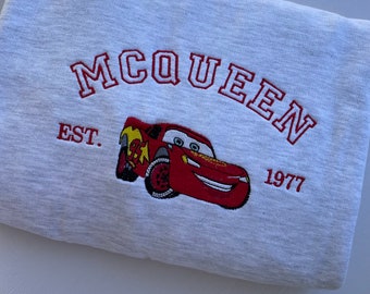 Felpa Cars Saetta McQueen - Felpa ricamata Sally - Felpa Mater - Felpa auto personaggi McQueen - Regalo amici Disney