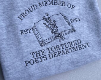 La sudadera del departamento de poetas torturados - sudadera con capucha swiftie - sudadera bordada ttpd de miembros orgullosos - regalos para swiftie