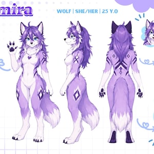 Niestandardowy arkusz referencyjny Furry | Arkusz postaci Fursona | Sztuka Furry