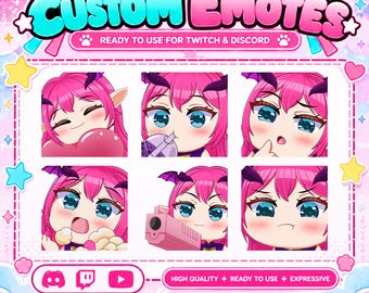 Custom Vtuber Emotes | Twitch Emotes | YCH Emotes used in Twitch, Kick, Youtube, Discord and Tiktok
