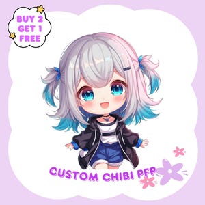 CUSTOM CHIBI PFP, pfp for twitch, pfp Commission, pfp Anime, custom chibi portrait, Cute Profile Picture, chibi social media avatar, chibi