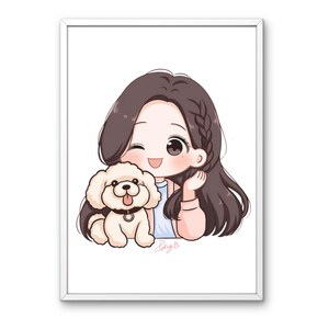 Custom Kawaii Portrait, Custom Couple Portrait, Cute Art Commission, Pet Drawing, Art Commission, Chibi portrait, Anime Portrait Commission