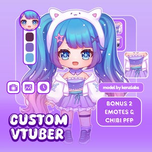 Benutzerdefinierte Chibi Live2D Vtuber | Benutzerdefiniertes Vtuber-Modell für kommerzielle Nutzung, Vtuber-Vermögenswerte, Chibi Vtuber-Auftrag, Vtuber Design, Live2D-Modell
