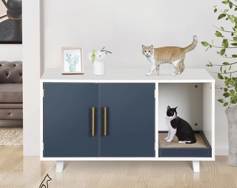 Modern Cat Litter Box Enclosure - Sleek Cat Toilet Furniture, Hidden Litter Shelf, Perfect Housewarming Gift for Cat Lovers