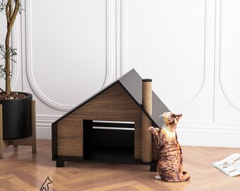 Luxurious Wooden Pet Bed - Handcrafted Dog/Cat House, Comfortable & Durable Pet Furniture, Perfect Gift for Pet Lovers