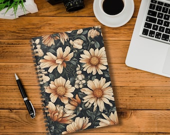 Flower Spiral Notebook | Pretty Printed Journal | Ruled lined journal | Cute gift for her | School Notes Journal