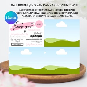 Editable in CANVA Business Thank You Insert Card Template Modern Pink ...