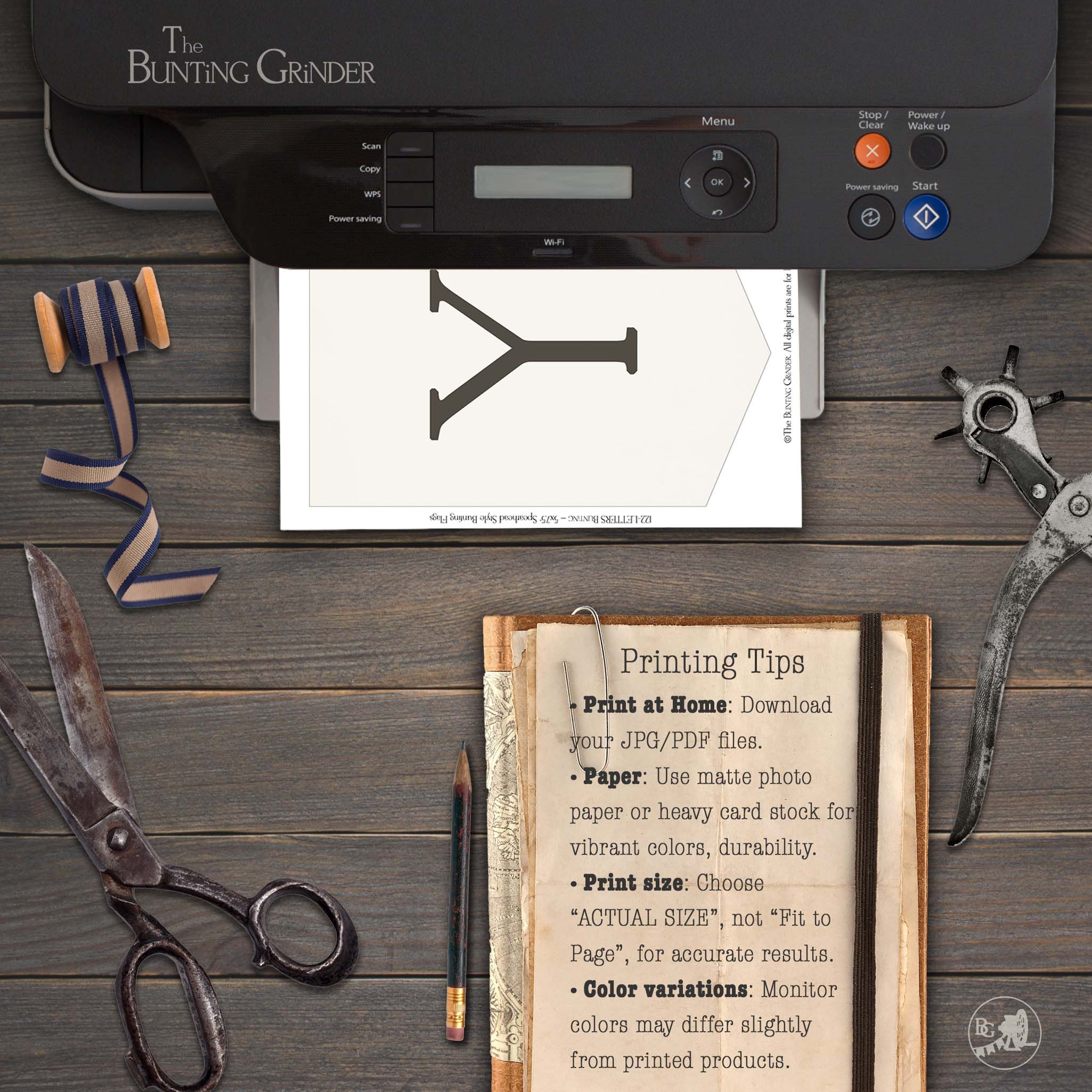 Letters Numbers PRINTABLE Bunting Flags for Party Vintage A Z