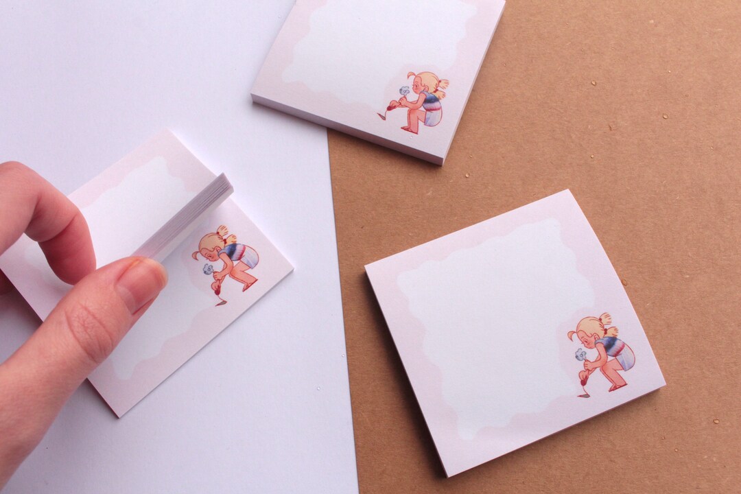 Girl & Flower Postit Notes Etsy
