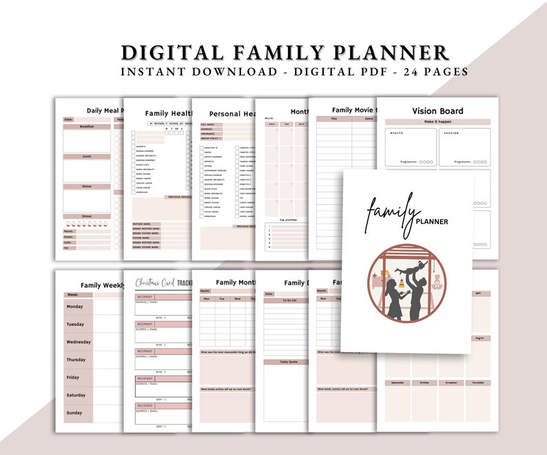 PRINTABLE 2024 Family Planner 2024 Family Calendar, 2024 Monthly