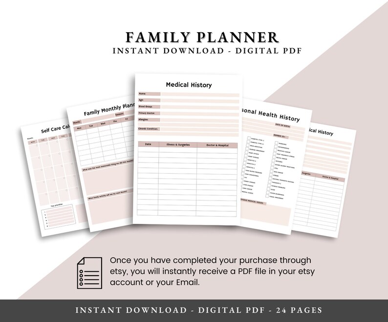 PRINTABLE 2024 Family Planner 2024 Family Calendar, 2024 Monthly